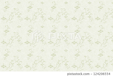 Seamless Japanese paper pattern. Green, diamond arabesque pattern. 124206554