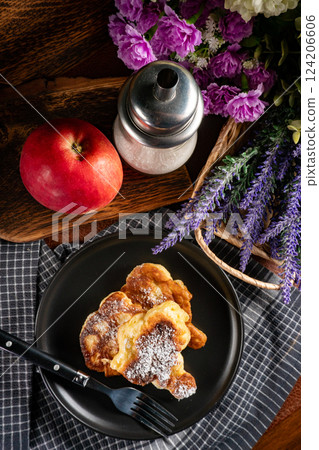 Homemade sweet pancakes . Homemade sweet pancakes . 124206606