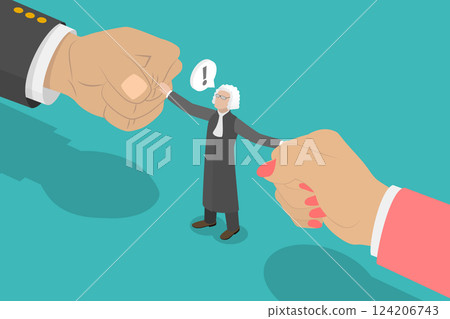 3D Isometric Flat Vector Illustration of Divorce Conflict Resolution, Family Law 124206743