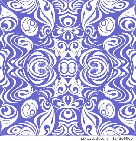 simple seamless abstract blue and white pattern, texture 124206969