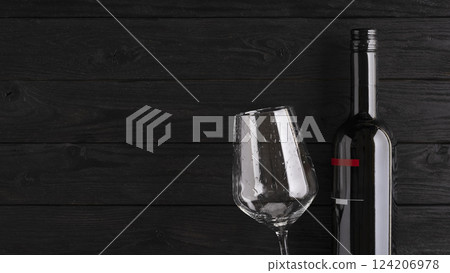 bottle of wine and wine glass bottle of wine and wine glass 124206978