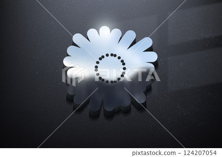 Flower 3D Logo Design, Shiny Mockup Logo with Textured Wall. Realistic Vector, Vector Illustration 124207054