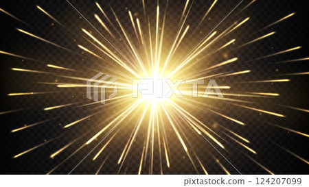 Gold Rays with Particle Explosion, Vector Illustration Gold Rays with Particle Explosion, Vector Illustration 124207099