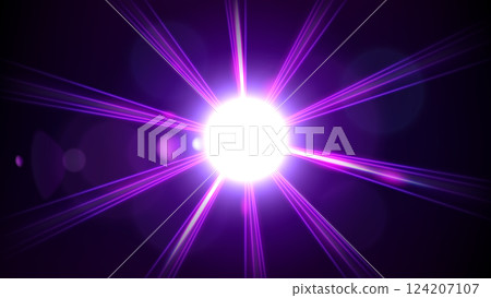 Purple Light Shining From Darkness Background, Vector Illustration 124207107