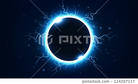 Starlight From Behind The Planet with Lightning Strikes, Vector Illustration Starlight From Behind The Planet with Lightning Strikes, Vector Illustration 124207137