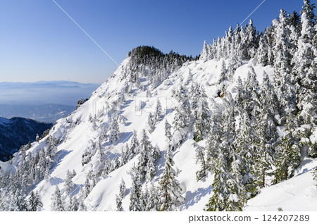 嚴冬中的黑山山脊的雪景 124207289