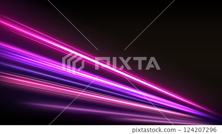 Colorful light trails, long time exposure motion blur effect. Vector Illustration 124207296
