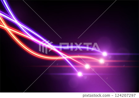 Colorful Light Trails, Long Time Exposure Motion Blur Effect. Vector Illustration Colorful Light Trails, Long Time Exposure Motion Blur Effect. Vector Illustration 124207297
