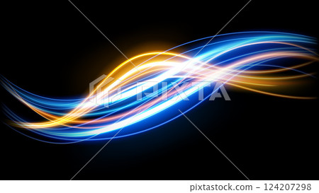 Colorful light trails, long time exposure motion blur effect. Vector Illustration 124207298