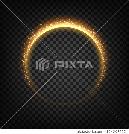 Gold Glowing Circle With Hole, Elegant Illuminated Light Ring Or Eclipse. Vector Illustration Gold Glowing Circle With Hole, Elegant Illuminated Light Ring Or Eclipse. Vector Illustration 124207312