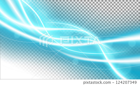 Blue Wavy Line of Light with A White Transparent Pattern, PNG Ready, Vector Illustration 124207349