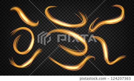 Abstract Gold Wavy Light Sets with A Transparent Pattern, Isolated and Easy to Edit, Vector Illustration Abstract Gold Wavy Light Sets with A Transparent Pattern, Isolated and Easy to Edit, Vector Illustration 124207363