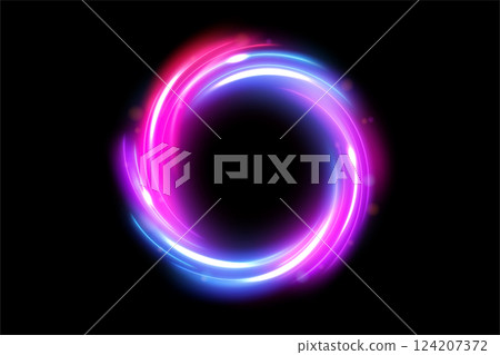 Abstract Ring Light Effect Isolated on Dark Background, Vector Illustration 124207372
