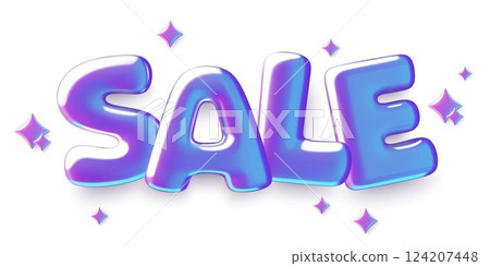Holographic inflated cartoon sale word 3d render with sparkles 124207448
