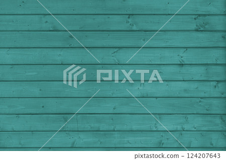 Wooden vertical turquoise painted plank texture, timber background, wall panels suface 124207643