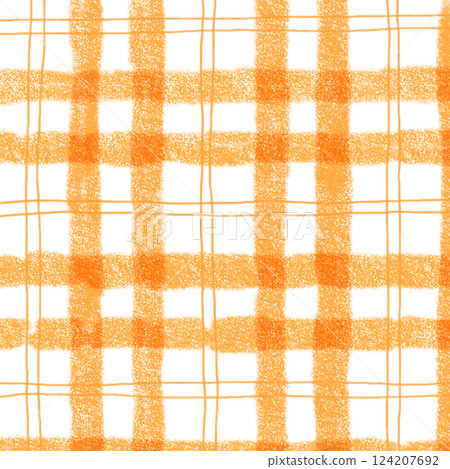 Orange Plaid Gingham Hand Drawn Background Pattern Overlay 124207692