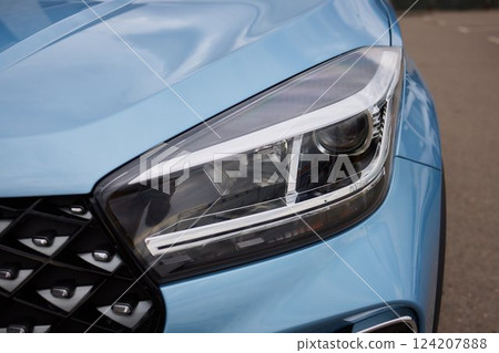 headlight of modern prestigious car close up 124207888