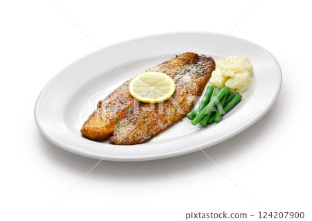 Pangasius Meuniere with Cajun Spices Pangasius Meuniere with Cajun Spices 124207900