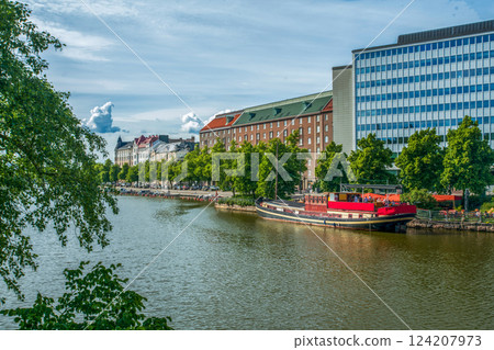 Finnish people  enjoy summer in Helsinki 124207973