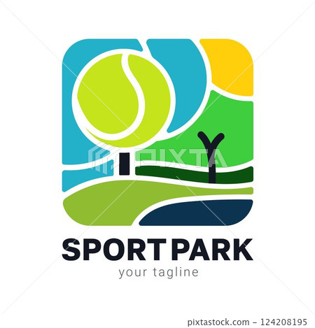 Tennis Logo , nature family park . simple clean design for your sport brand. Tennis Logo , nature family park . simple clean design for your sport brand. 124208195