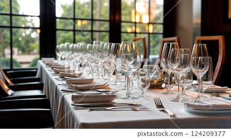 wedding or other festive table with different dishes 124209377