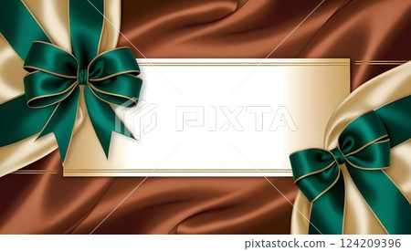 premium festive card with rich brown tones and silk ribbon embellishments for elegant invitation design exclusive gift packaging and seasonal greetings 124209396