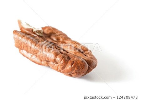 Pecan nut kernel isolated on white background Pecan nut kernel isolated on white background 124209478