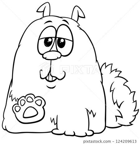cartoon funny shaggy dog animal character coloring page cartoon funny shaggy dog animal character coloring page 124209613