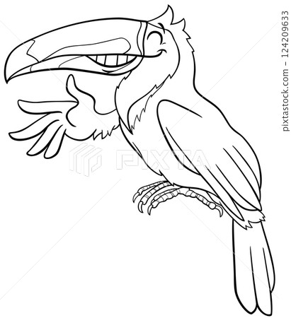 cartoon toucan bird animal character waving its wing coloring page cartoon toucan bird animal character waving its wing coloring page 124209633