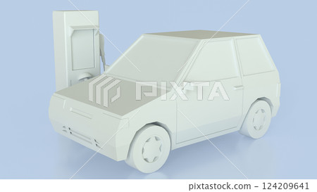 The EV station and car for Transport or Technology concept 3d Rendering. 124209641