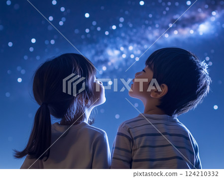 Elementary school children observing the stars Elementary school children observing the stars 124210332