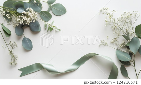 綠色背景與絲帶 124210571