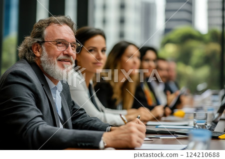 Business meeting insights office professional event urban setting close-up view collaboration and strategy 124210688