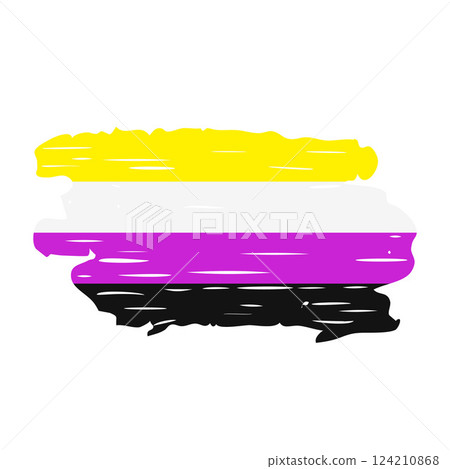 Grunge Non-Binary Pride Flag. Symbol of LGBT community. Flag sexual identity. Vector template for banners, signs, logo design, etc. 124210868