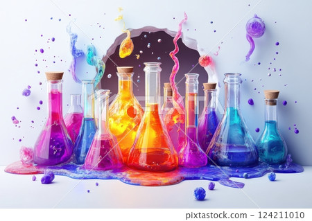 Artistry in science colorful chemistry lab photography showcasing vibrant experiments 124211010