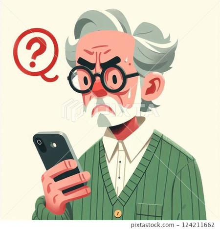 Senior men who operate smartphones 124211662