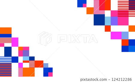 Geometric pattern frame white background border rectangle blue pink orange Geometric pattern frame white background border rectangle blue pink orange 124212286