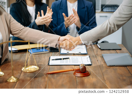 Business team and Male lawyer or judge consult having team meeting with client, Law and Legal services 124212938