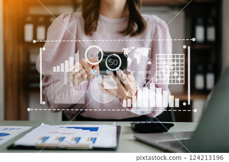 Data Management System with Business Analytics concept. business team hands working with provide information for Key Performance Indicators Data Management System with Business Analytics concept. business team hands working with provide information for Key Performance Indicators 124213196