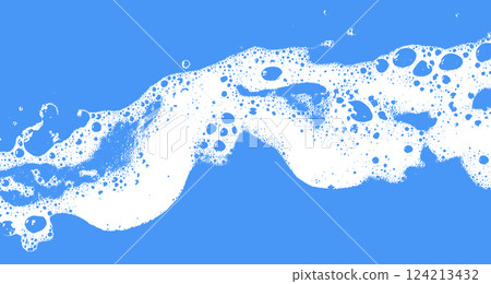 Blue foam soap texture with bubbles and water wash. Clean background with soapy suds and detergent shampoo. Abstract pattern in bath and laundry Blue foam soap texture with bubbles and water wash. Clean background with soapy suds and detergent shampoo. Abstract pattern in bath and laundry 124213432