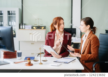 Modern lawyer office a professional discussion, legal documents, and teamwork. Perfect for business, legal advice 124213692