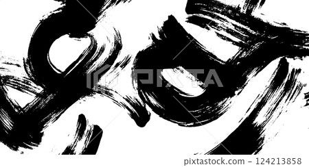 An abstract black and white artwork featuring bold brush strokes and dynamic shapes, creating a sense of movement and energy. An abstract black and white artwork featuring bold brush strokes and dynamic shapes, creating a sense of movement and energy. 124213858