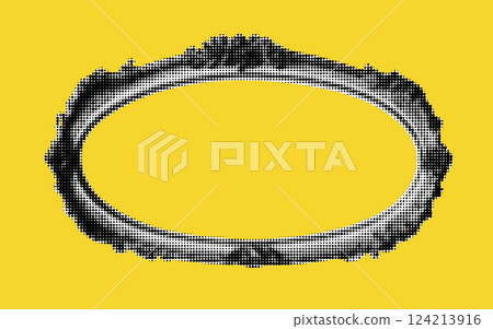This vibrant collage showcases a finely detailed halftone frame in black, contrasting beautifully with a bright yellow background. It invites viewers to explore the boundaries of creativity. This vibrant collage showcases a finely detailed halftone frame in black, contrasting beautifully with a bright yellow background. It invites viewers to explore the boundaries of creativity. 124213916