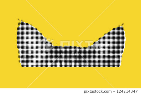 A stylized graphic representation of a Cat Ears in black and white, set against a bright yellow background. The image features a dotted pattern, creating a modern and artistic look. 124214347