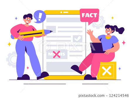Fact or Myths Check News Vector Illustration Featuring Myths vs. Facts for Thorough Verification and Evidence Comparison in a Flat Style Background Fact or Myths Check News Vector Illustration Featuring Myths vs. Facts for Thorough Verification and Evidence Comparison in a Flat Style Background 124214546