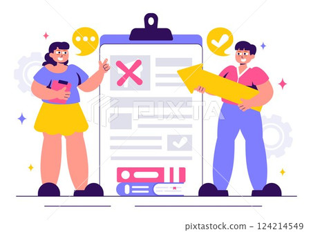 Fact or Myths Check News Vector Illustration Featuring Myths vs. Facts for Thorough Verification and Evidence Comparison in a Flat Style Background 124214549