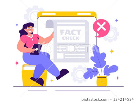Fact or Myths Check News Vector Illustration Featuring Myths vs. Facts for Thorough Verification and Evidence Comparison in a Flat Style Background 124214554