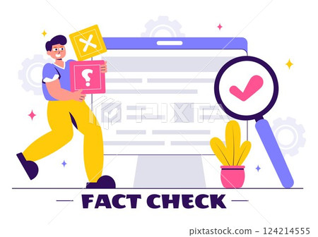 Fact or Myths Check News Vector Illustration Featuring Myths vs. Facts for Thorough Verification and Evidence Comparison in a Flat Style Background 124214555
