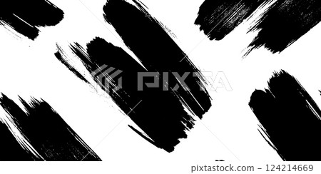 A dynamic abstract pattern featuring bold black brush strokes on a white background, creating a striking contrast and modern artistic feel. 124214669