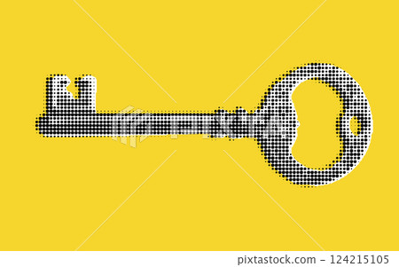 A stylized illustration of a key in a dotted pattern, set against a bright yellow background. The key is depicted in black and white, creating a striking contrast with the vibrant backdrop. A stylized illustration of a key in a dotted pattern, set against a bright yellow background. The key is depicted in black and white, creating a striking contrast with the vibrant backdrop. 124215105